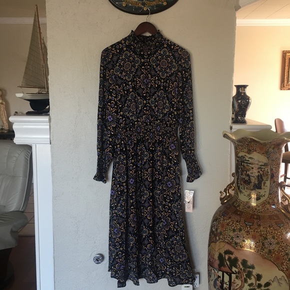 Nanette Nanette Lepore Smock Neck Long Sleeve Midi Dress NWT - Picture 3 of 15